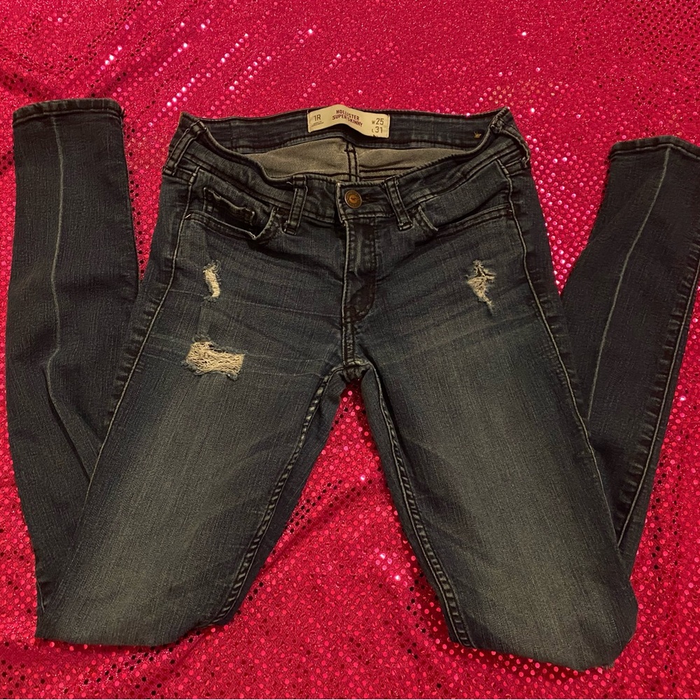 hollister low rise dark blue skinny jeans size 1 waist 25 & length 31